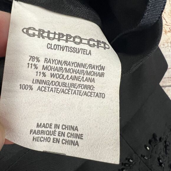 Vintage Emanuel Ungaro Black Sheath Square Neck Bead Black Dress Size 6 - Picture 8 of 11